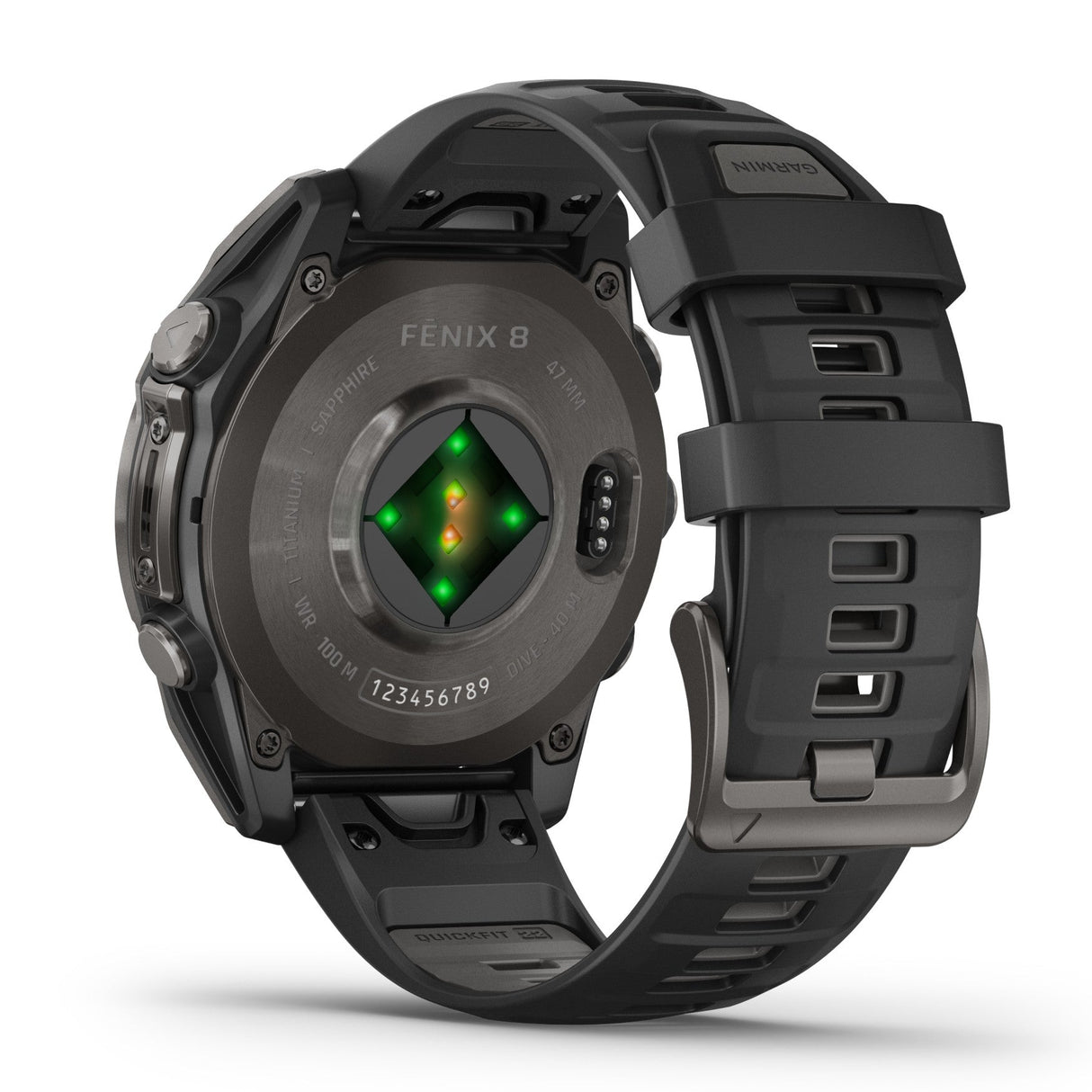 Garmin Fenix 8 Sapphire Smartwatch - AMOLED - 47 mm - Carbon Grey Titanium/Black/Pebble Grey
