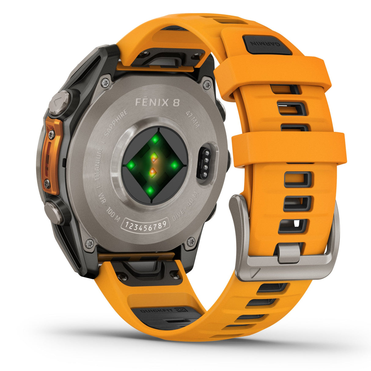 Garmin Fenix 8 Sapphire Smartwatch - AMOLED - 47 mm - Titanium/Spark Orange