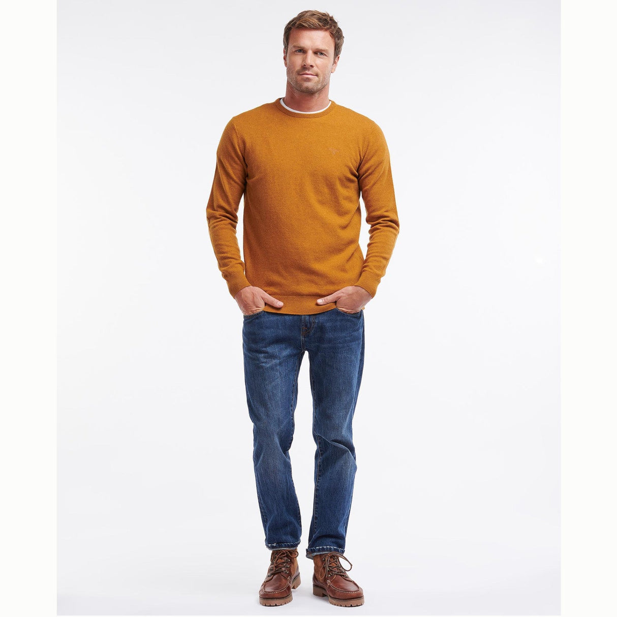 Barbour Essential Lambswool Crew - Herre - Dark Copper