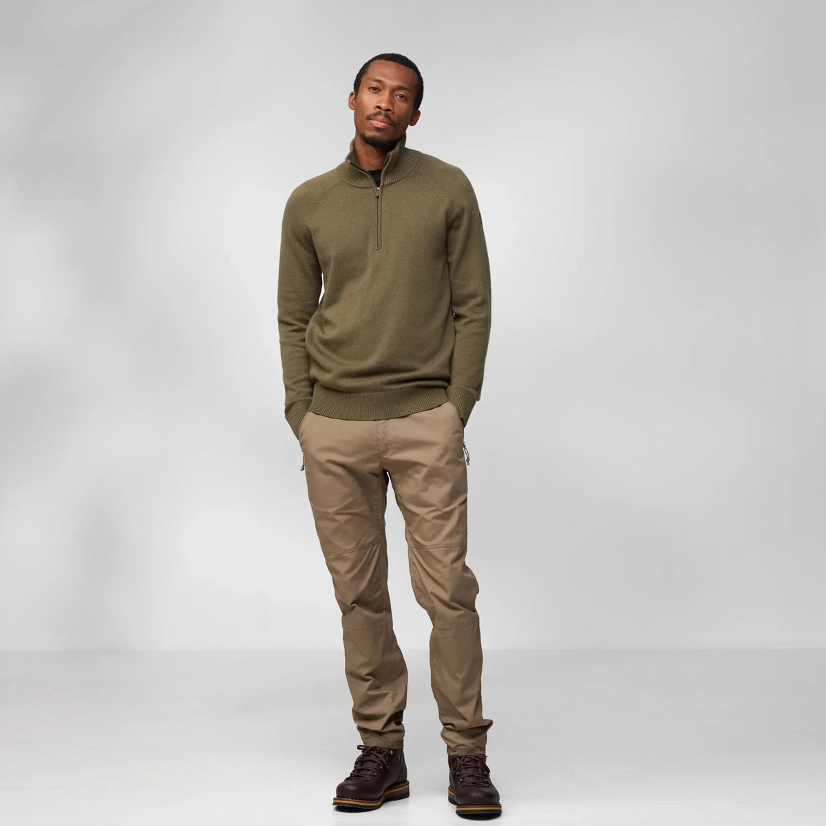 Fjällräven Övik Lite Half Zip M Strik - Herre - Laurel Green