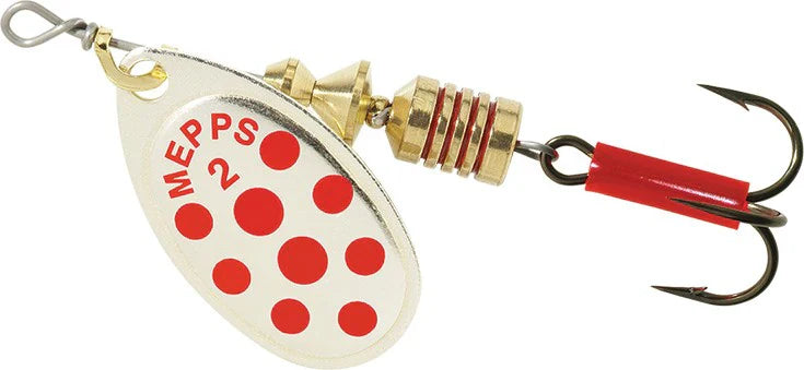 Mepps Aglia Decroree Spinner - Silver/Red Dots