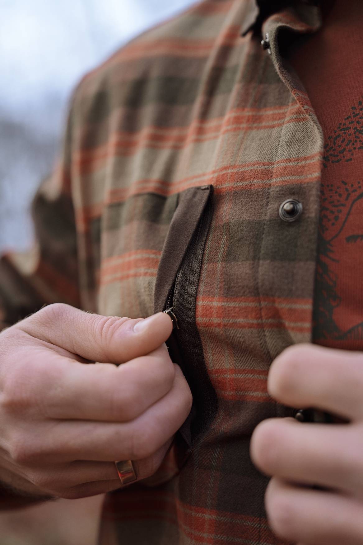 Härkila Aivak L/S Skjorte Herre - Autumn Orange Check