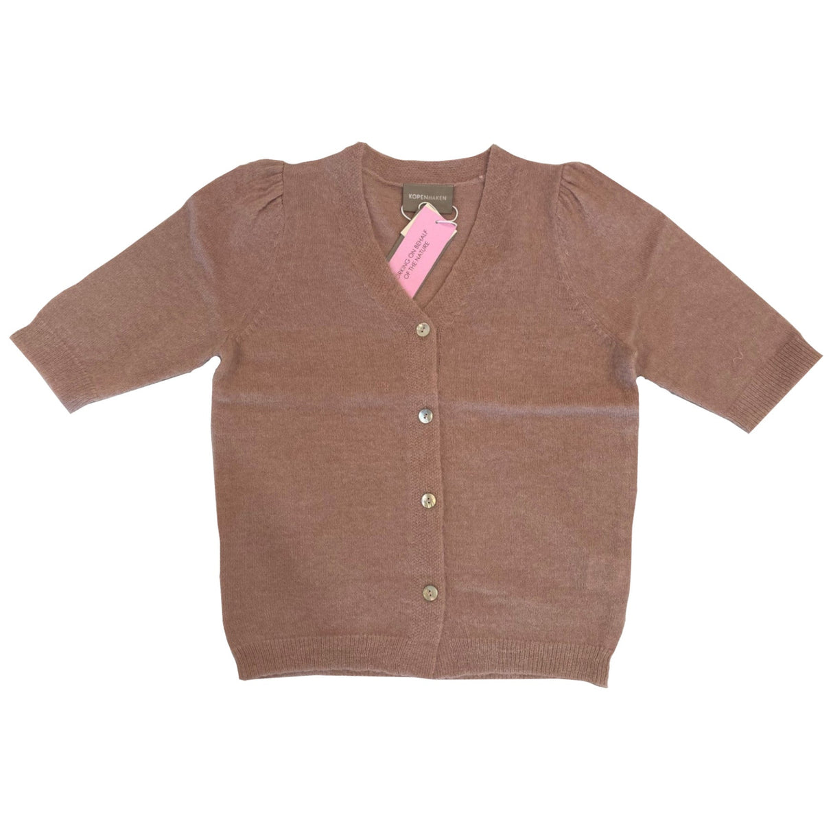 Kopenhaken Balvi Short Sleeve Cardigan - Dame - Fawn