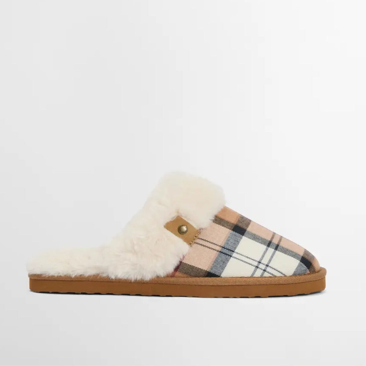 Barbour Claudia Tartan Mule Slipper - Dame - Hessian