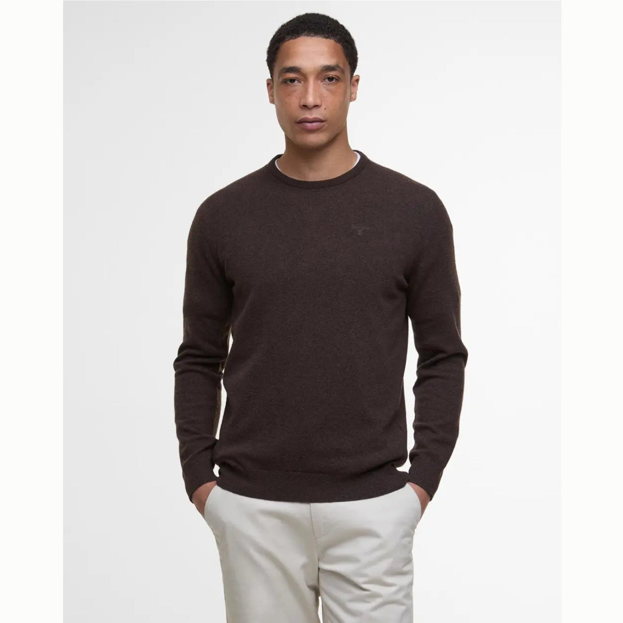 Barbour Essential Lambswool Crew - Herre - Dark Oak