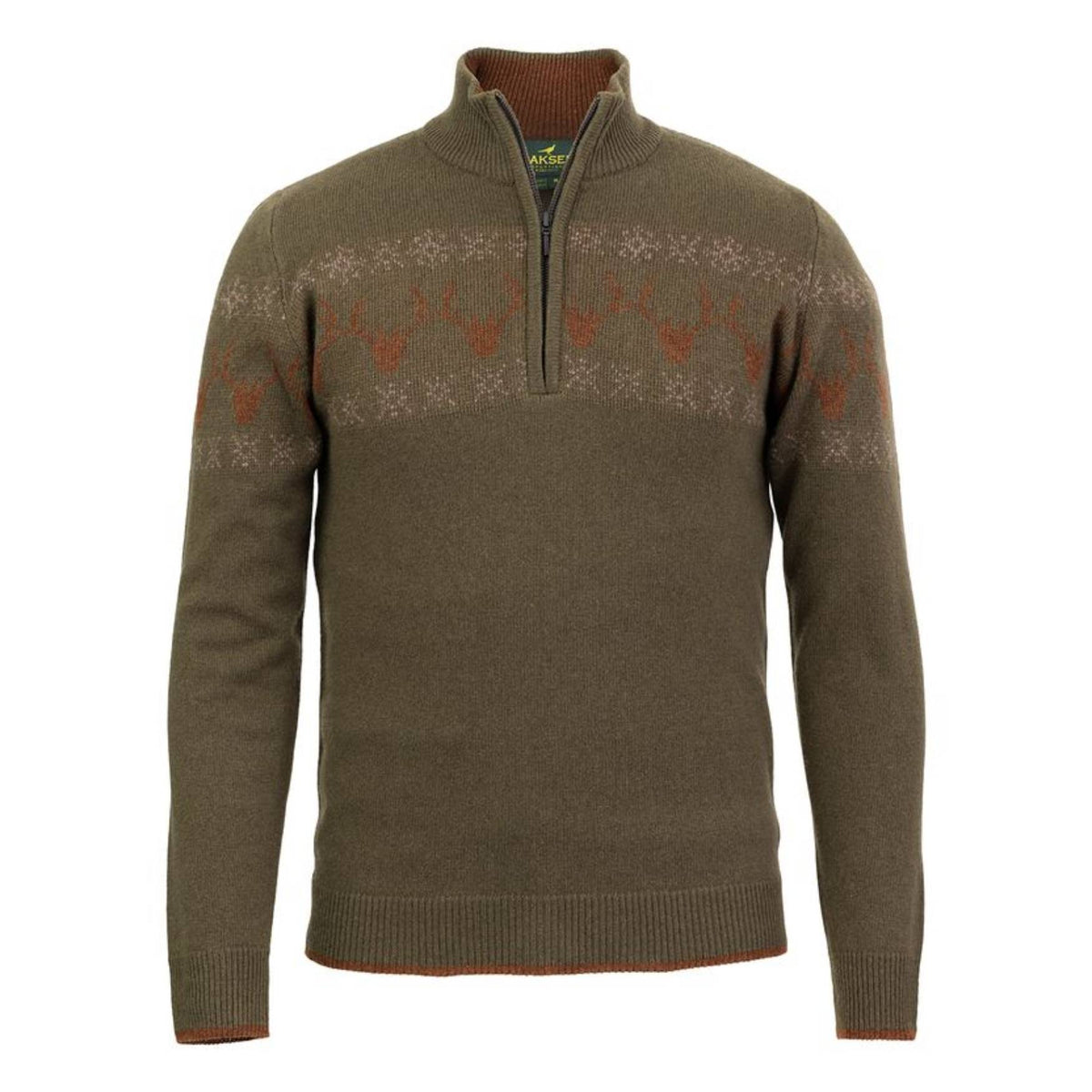 Laksen Deer Jacquard Strik - Herre - Olive