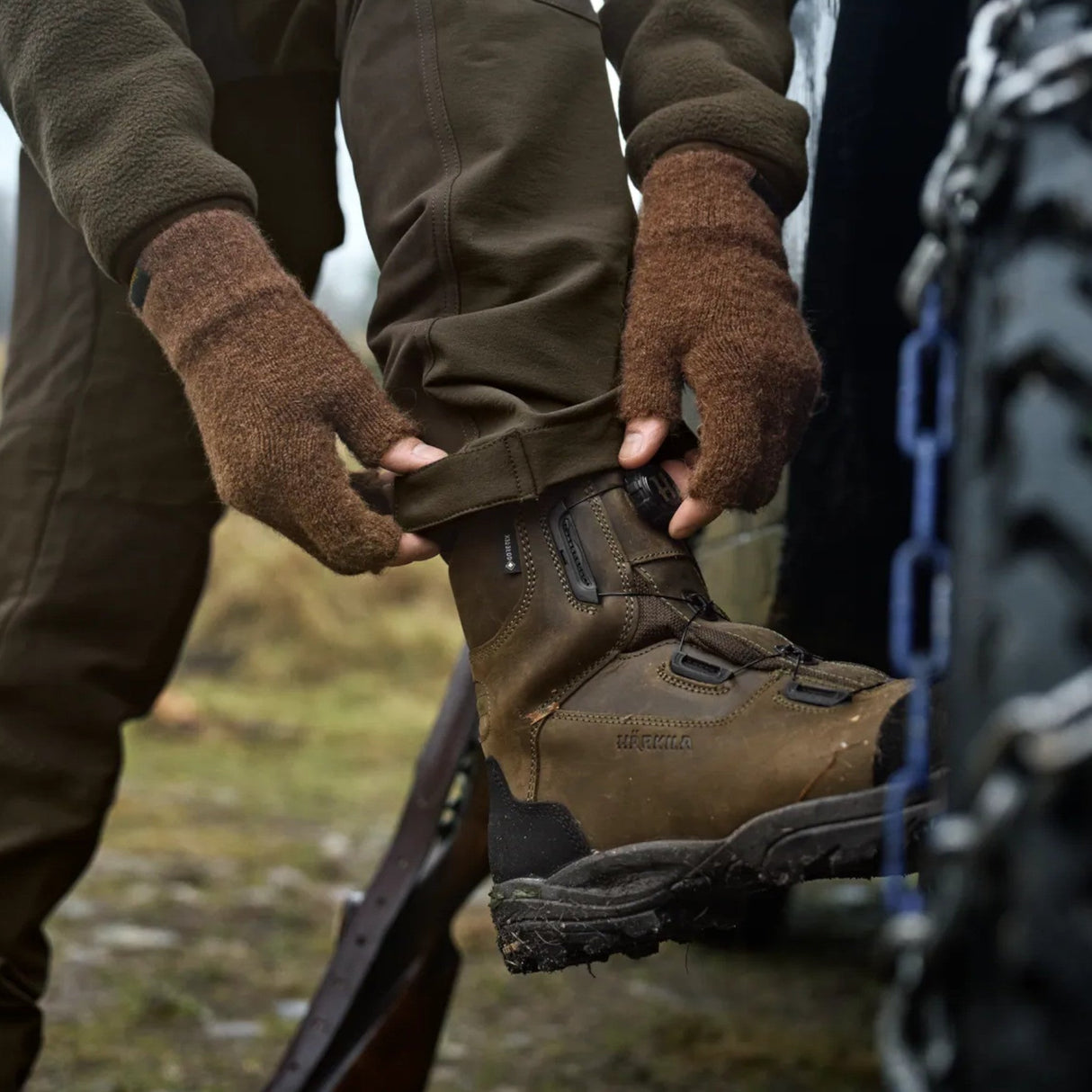 Härkila Alpacka Half Finger Handske - Unisex - Pinecone Brown
