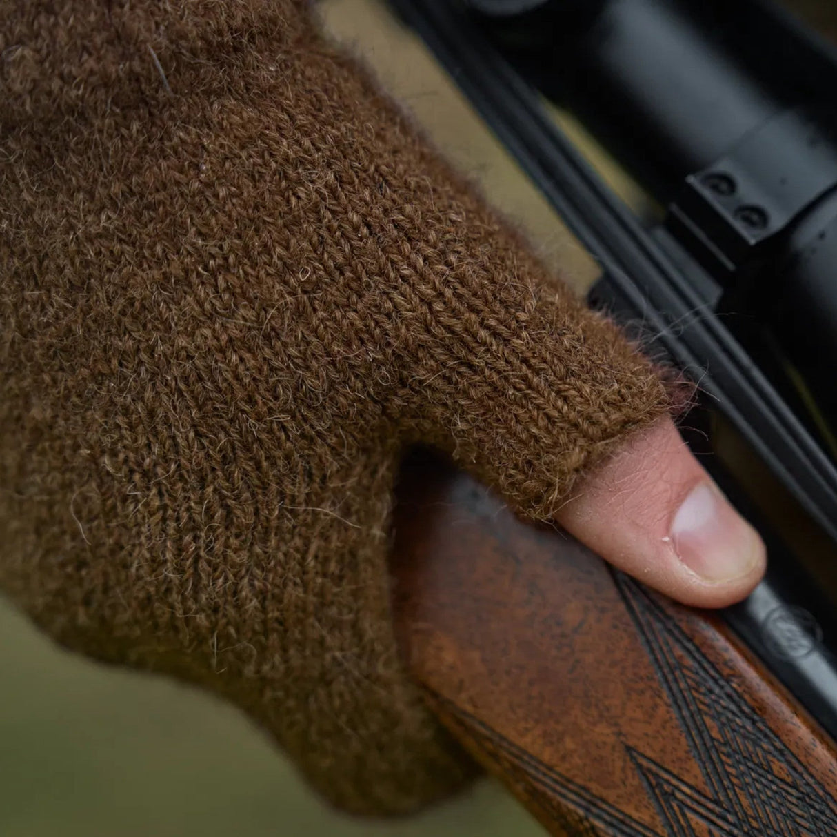 Härkila Alpacka Half Finger Handske - Unisex - Pinecone Brown