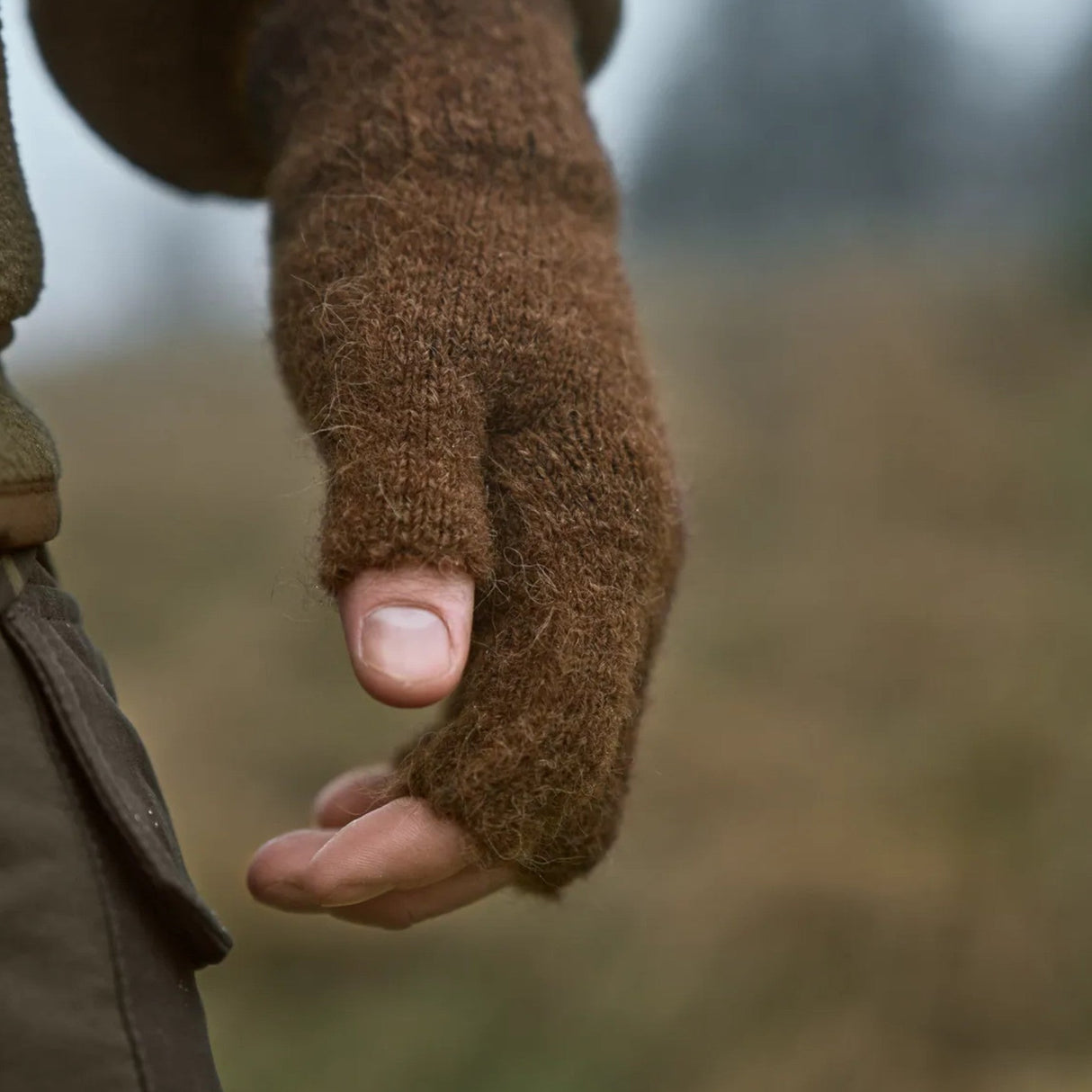 Härkila Alpacka Half Finger Handske - Unisex - Pinecone Brown