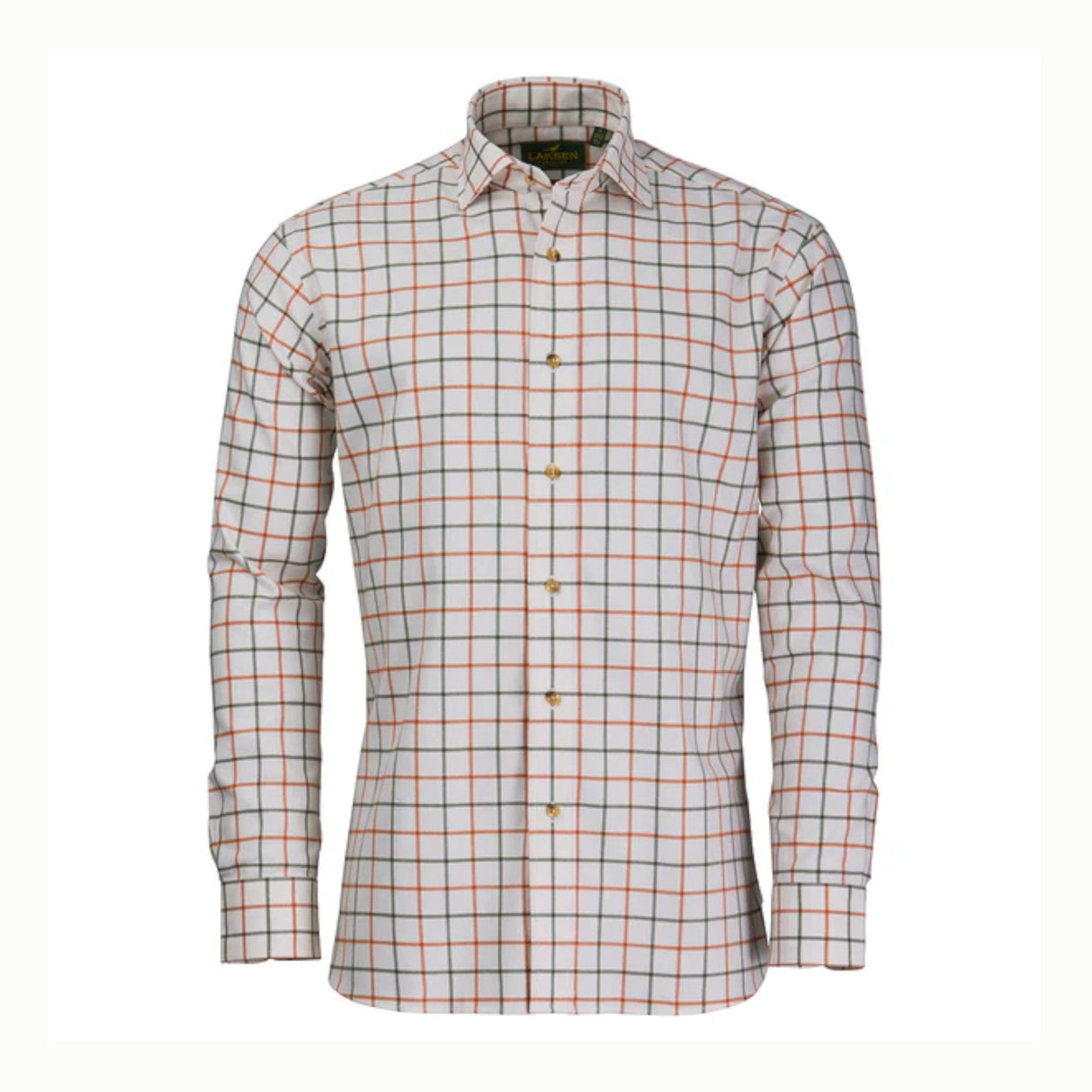 Laksen Fabian Brushed Organic Skjorte - Herre - Burnt Orange/Olive