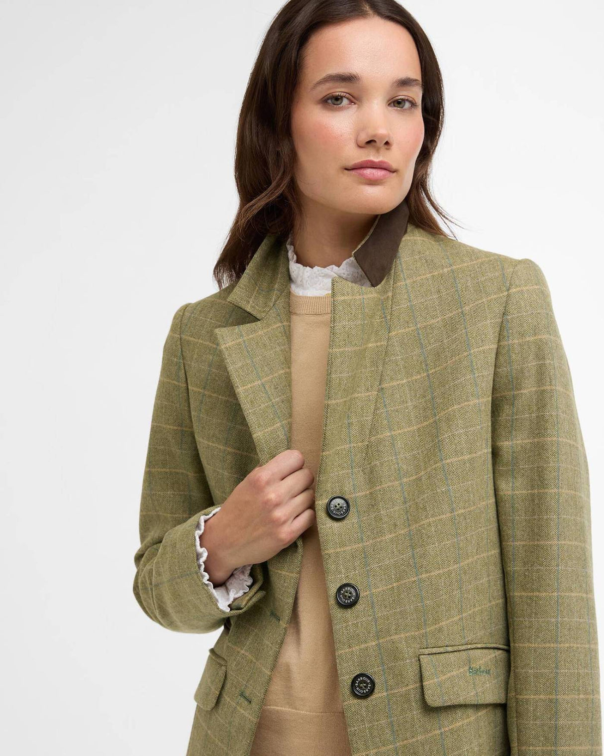 Barbour Lupin Tailored Blazer - Dame - Light Olive Check