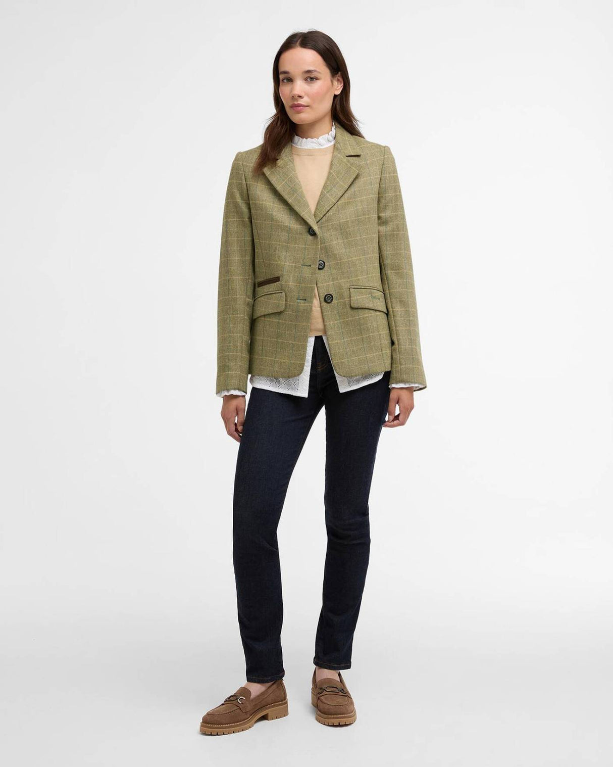 Barbour Lupin Tailored Blazer - Dame - Light Olive Check