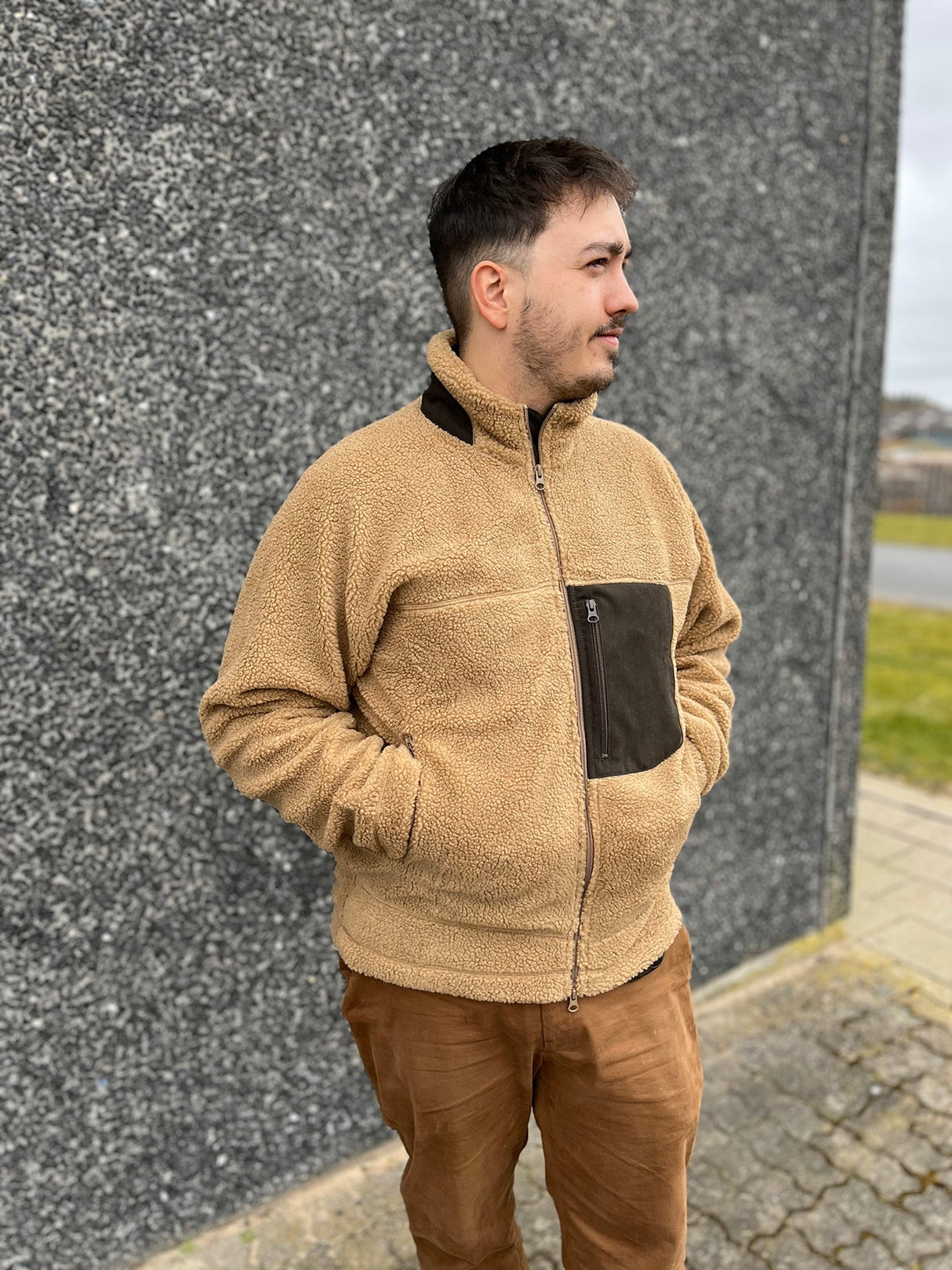 Laksen Teddy Fleece Jakke - Herre - Camel