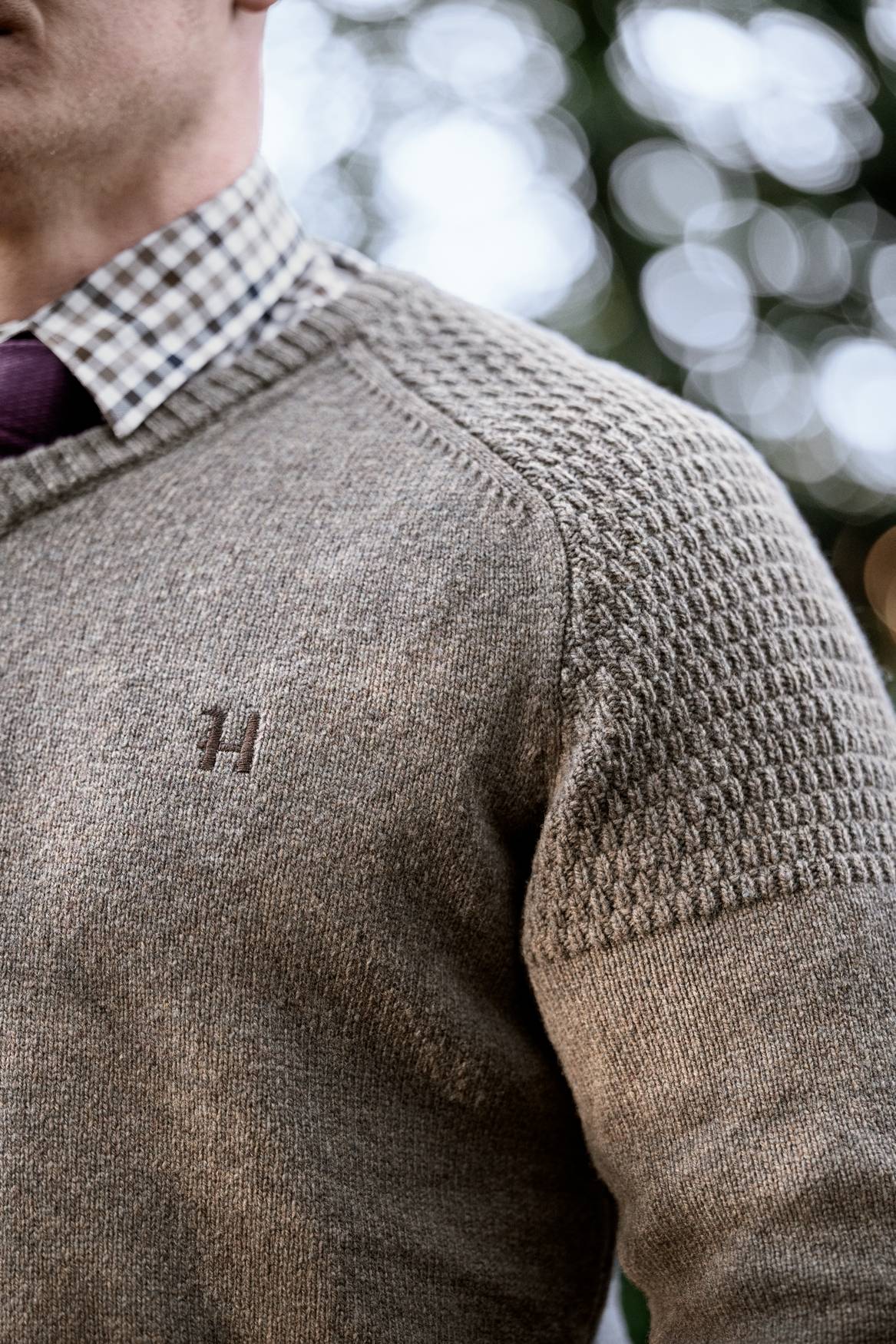 Härkila Vincent Merino V-Neck Pullover Herre - Dark Sand