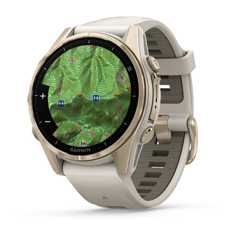 Garmin Fenix 8 Sapphire Smartwatch - AMOLED - 43 mm - Soft Gold/Fog Grey/Dark Sandstone
