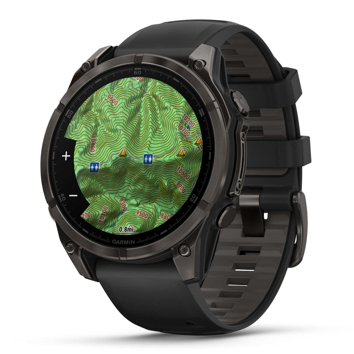 Garmin Fenix 8 Sapphire Smartwatch - AMOLED - 47 mm - Carbon Grey Titanium/Black/Pebble Grey