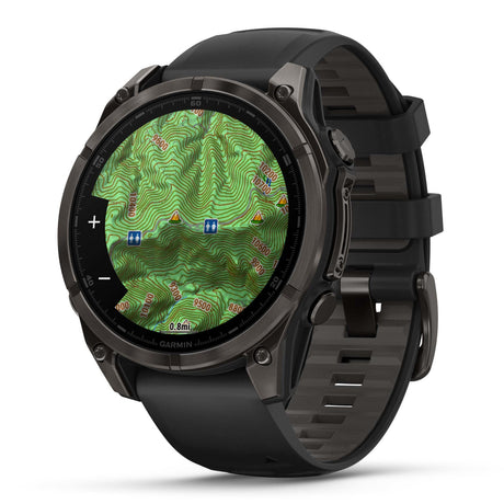 Garmin Fenix 8 Sapphire Smartwatch - AMOLED - 47 mm - Carbon Grey Titanium/Black/Pebble Grey