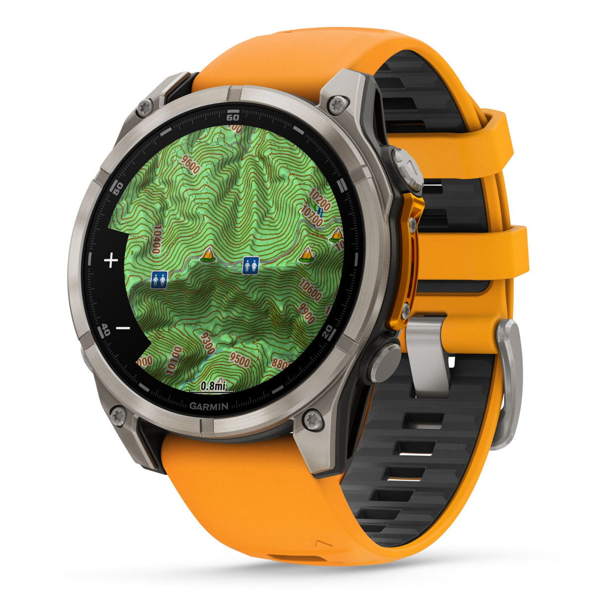 Garmin Fenix 8 Sapphire Smartwatch - AMOLED - 47 mm - Titanium/Spark Orange