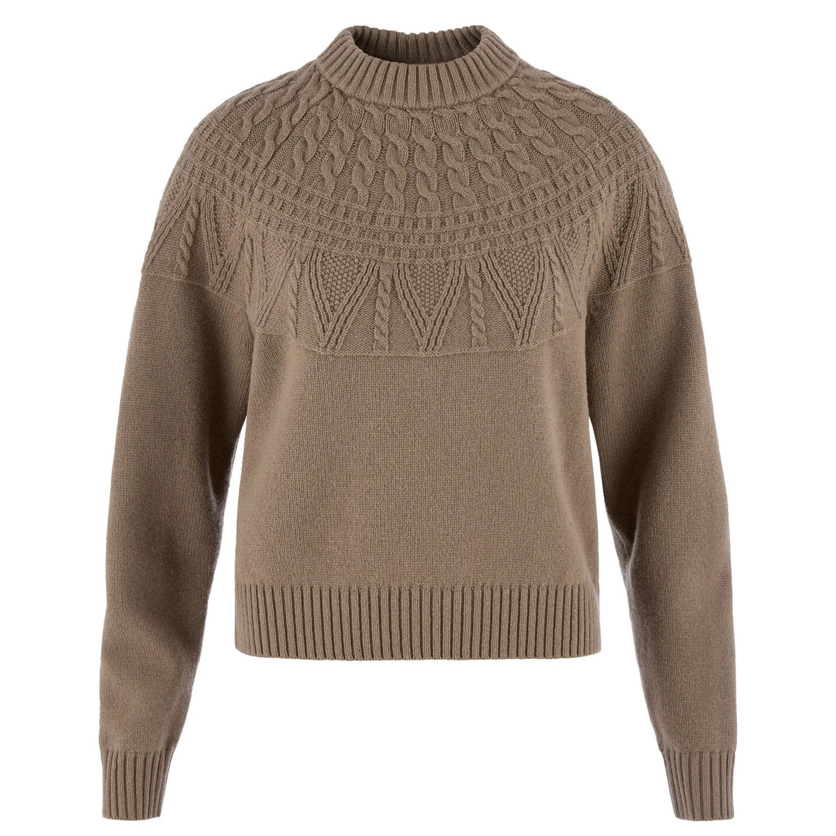 Fjällräven Övik Solid Jacquard Strik - Dame - Suede Brown