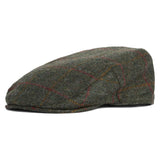 Barbour Crief Flat Cap - Olive/Red Overcheck