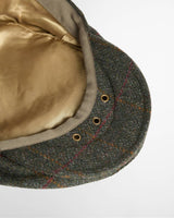 Barbour Crief Flat Cap - Olive/Red Overcheck