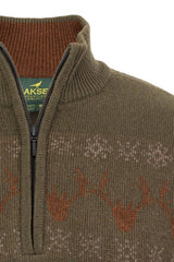 Laksen Deer Jacquard Strik - Herre - Olive