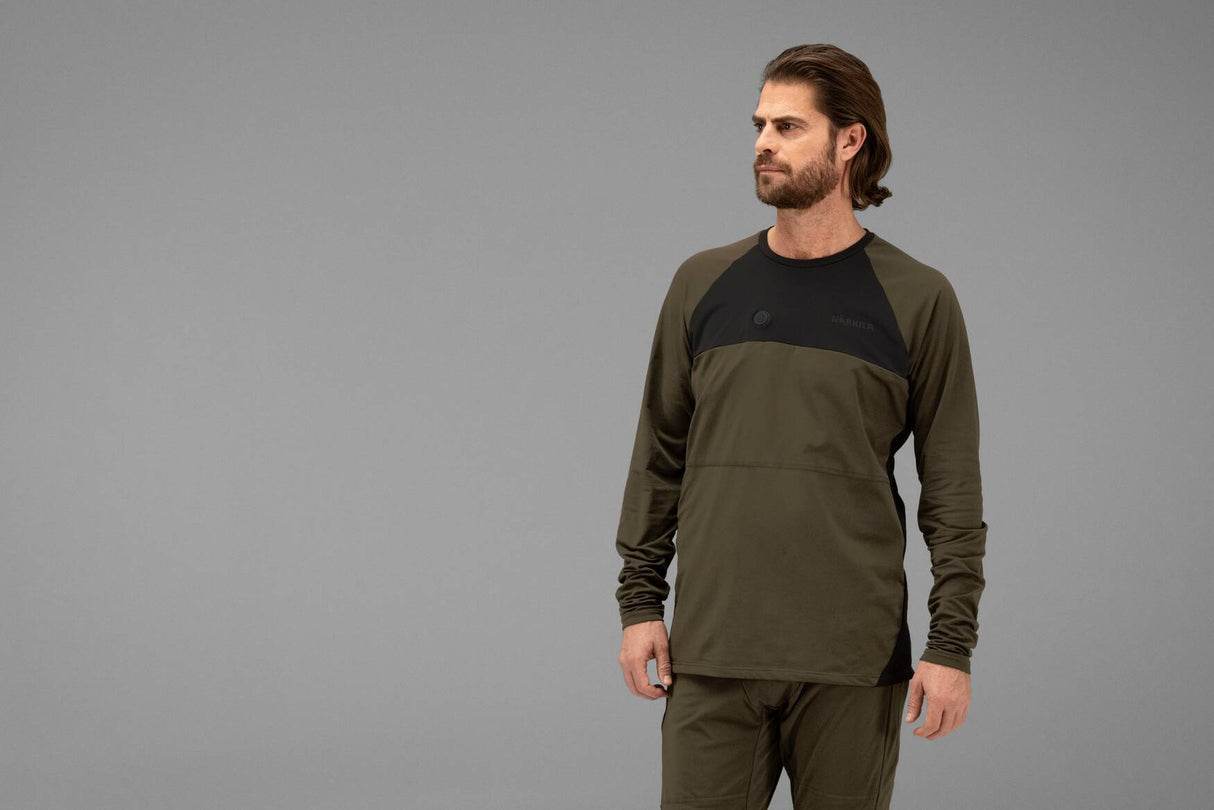 Härkila Heat L/S t-shirt - Herre - Willow green/Black