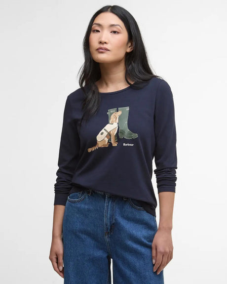 Barbour Hedley L/S T-Shirt - Dame - Navy