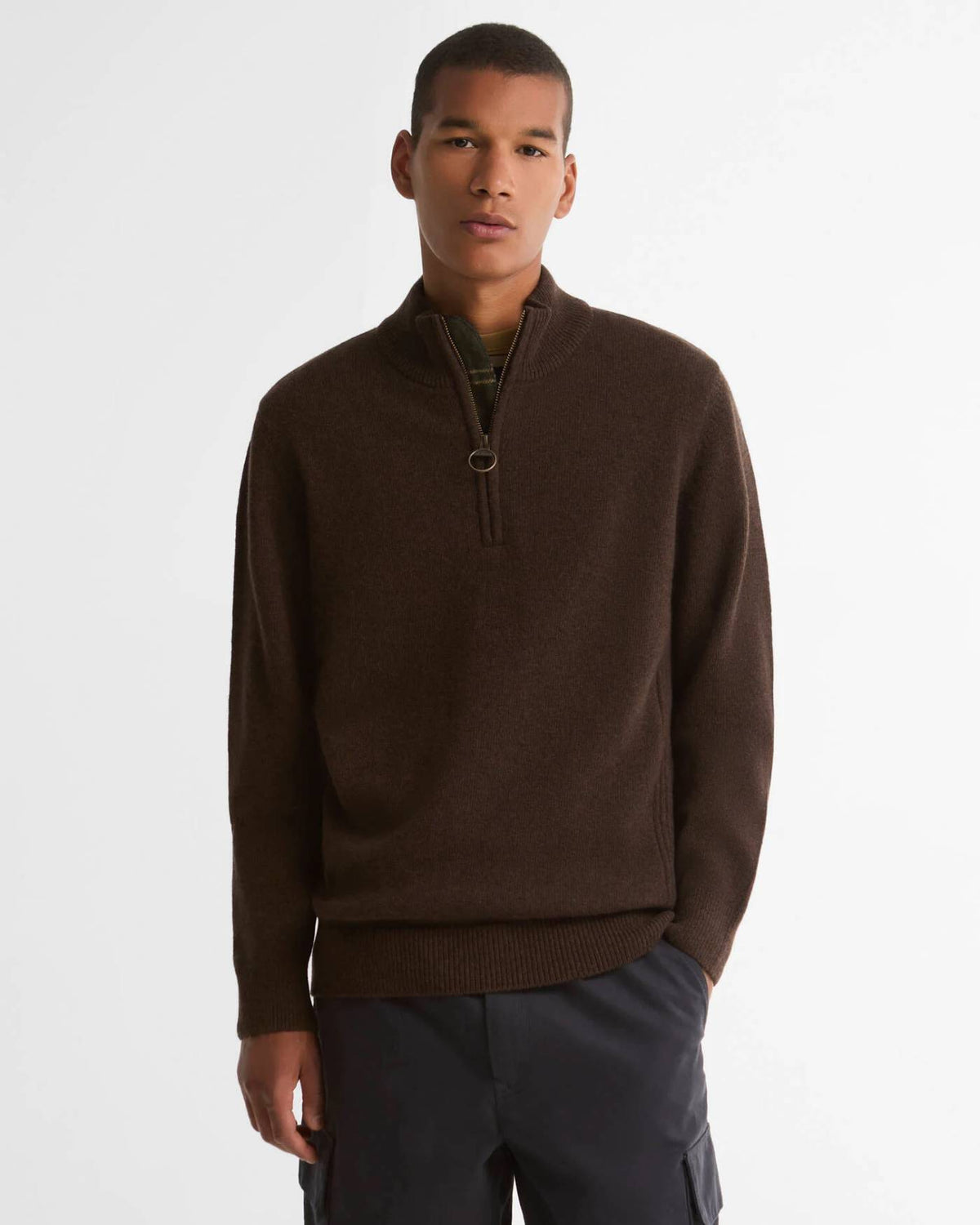 Barbour Holden Half Zip Strik - Herre - Dark Oak