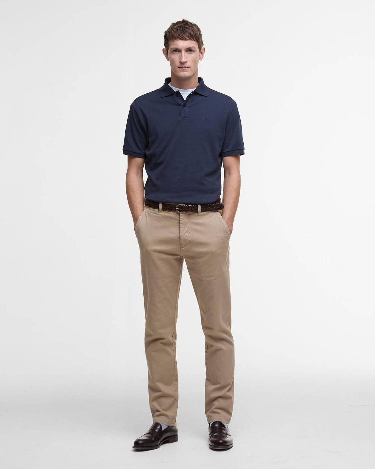 Barbour Washed Stretch Twill Tailored Buks - Herre - Washed Stone